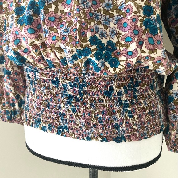 Anthropologie Maeve Odette Smocked Floral Top Size L - Picture 6 of 11